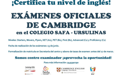 Exámenes oficiales de Cambridge en el colegio SAFA-Ursulinas