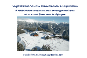 Lee más sobre el artículo Viaje de esquí/snow e inmersión ligüística a Andorra