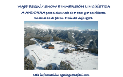 Viaje de esquí/snow e inmersión ligüística a Andorra